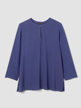 Silk Georgette Crepe Keyhole Top - Bluette