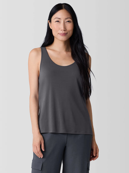 Stretch Silk Jersey Scoop Neck Tank