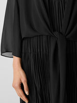 Sheer Silk Georgette Tie Jacket - Black
