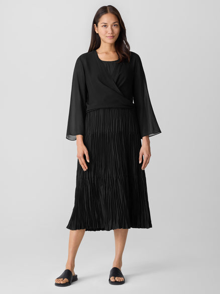Sheer Silk Georgette Tie Jacket - Black