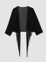 Sheer Silk Georgette Tie Jacket - Black