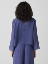 Sheer Silk Georgette Tie Jacket - Bluette
