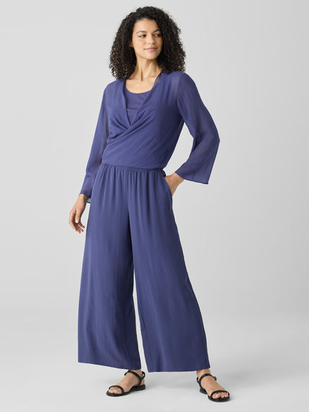 Sheer Silk Georgette Tie Jacket - Bluette