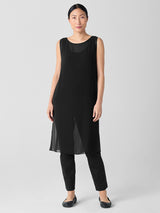 Sheer Silk Georgette Long Poncho
