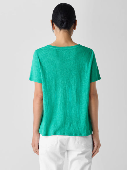 Organic Linen Jersey Crew Neck Tee - Jade