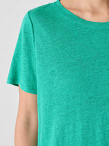 Organic Linen Jersey Crew Neck Tee - Jade