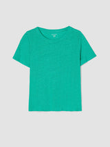Organic Linen Jersey Crew Neck Tee - Jade