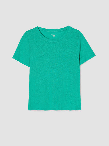 Organic Linen Jersey Crew Neck Tee - Jade