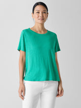Organic Linen Jersey Crew Neck Tee - Jade