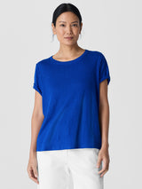 Organic Linen Jersey Crew Neck Tee - Lapis
