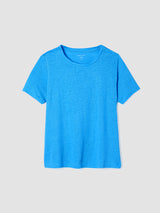 Organic Linen Jersey Crew Neck Tee - Azure