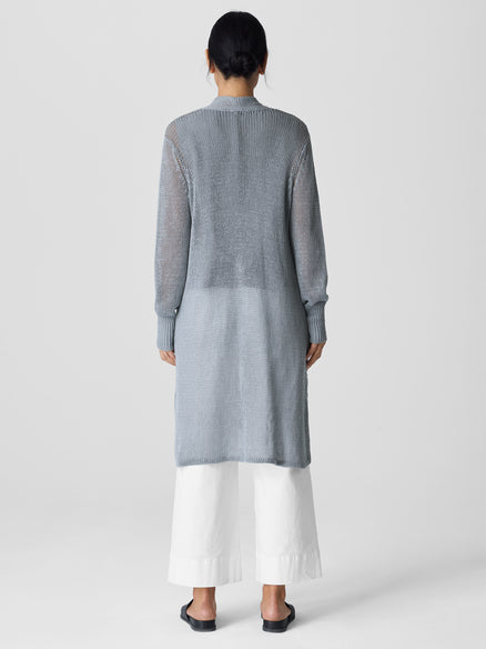 Organic Linen Cotton Cord Long Cardigan - Greystone