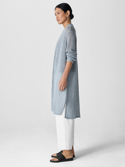 Organic Linen Cotton Cord Long Cardigan - Greystone