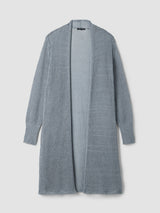 Organic Linen Cotton Cord Long Cardigan - Greystone