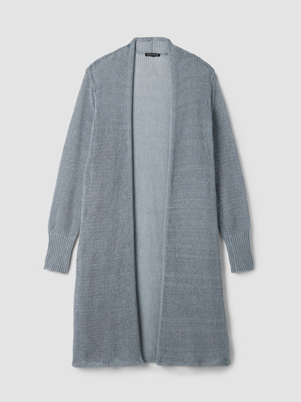 Organic Linen Cotton Cord Long Cardigan - Greystone