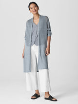 Organic Linen Cotton Cord Long Cardigan - Greystone