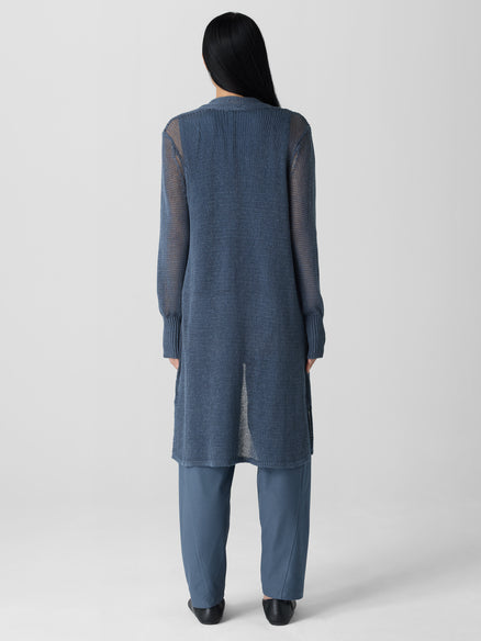 Organic Linen Cotton Cord Long Cardigan - Eclipse