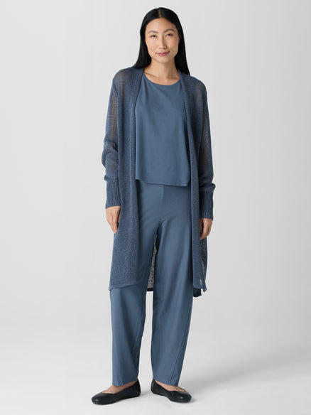Organic Linen Cotton Cord Long Cardigan - Eclipse