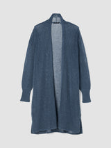 Organic Linen Cotton Cord Long Cardigan - Eclipse