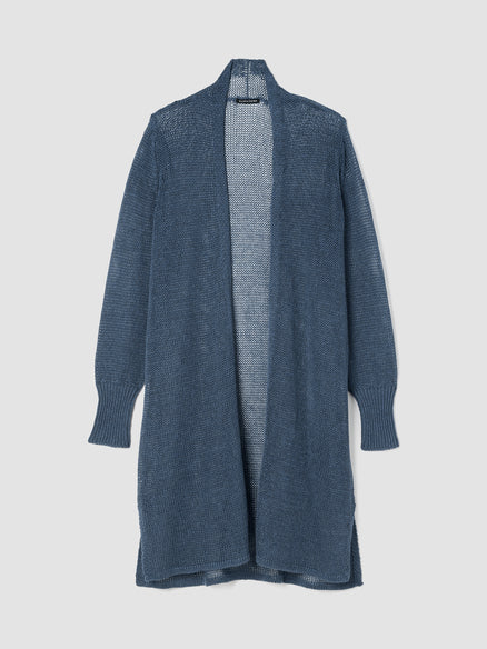 Organic Linen Cotton Cord Long Cardigan - Eclipse