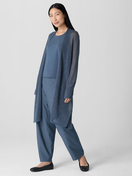 Organic Linen Cotton Cord Long Cardigan - Eclipse