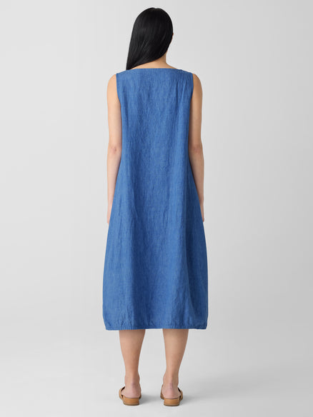 Washed Organic Linen Délavé Lantern Dress