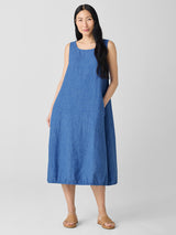 Washed Organic Linen Délavé Lantern Dress