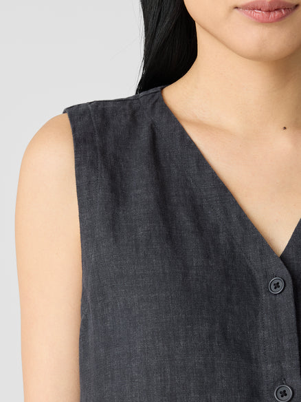 Washed Organic Linen Délavé Vest