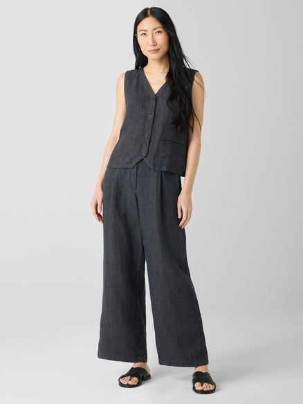 Washed Organic Linen Délavé Vest