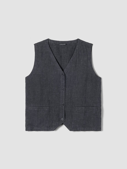 Washed Organic Linen Délavé Vest