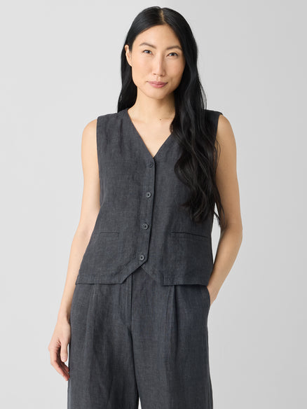 Washed Organic Linen Délavé Vest