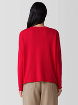 Organic Linen Cotton Cord Crew Neck Top - Cherry