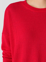Organic Linen Cotton Cord Crew Neck Top - Cherry