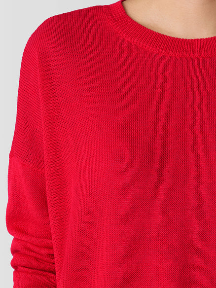 Organic Linen Cotton Cord Crew Neck Top - Cherry
