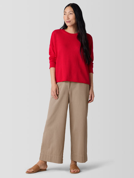 Organic Linen Cotton Cord Crew Neck Top - Cherry