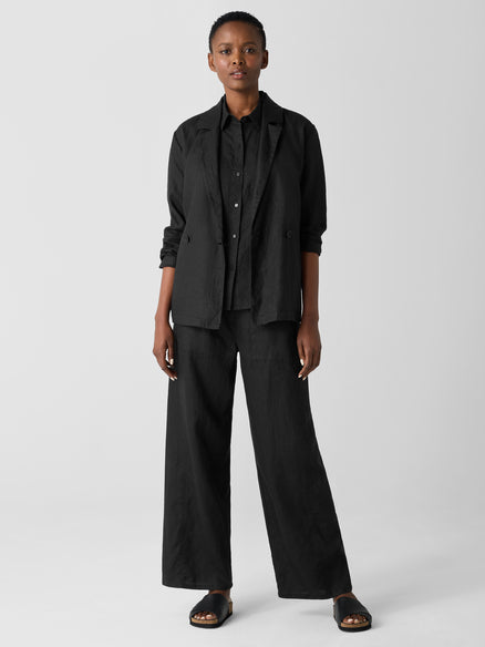 Organic Handkerchief Linen Sleeveless Shirt - Black