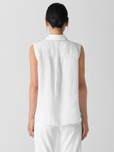 Organic Handkerchief Linen Sleeveless Shirt - White