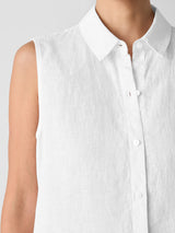 Organic Handkerchief Linen Sleeveless Shirt - White