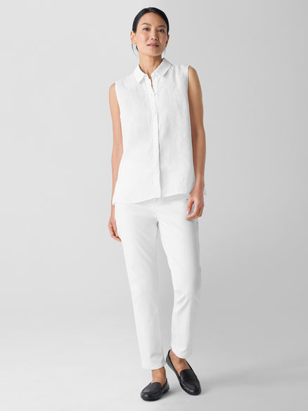 Organic Handkerchief Linen Sleeveless Shirt - White
