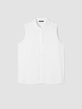 Organic Handkerchief Linen Sleeveless Shirt - White