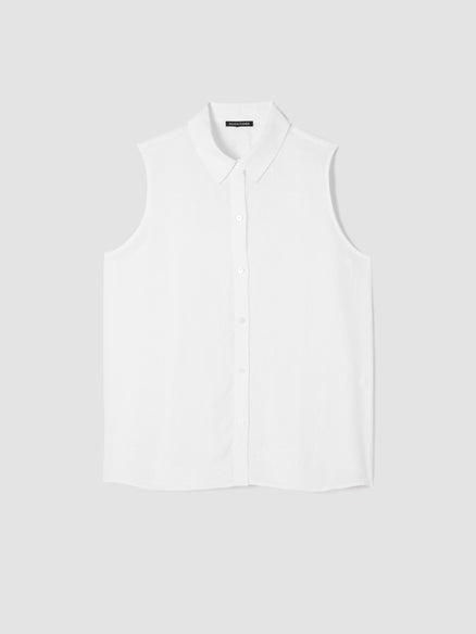 Organic Handkerchief Linen Sleeveless Shirt - White