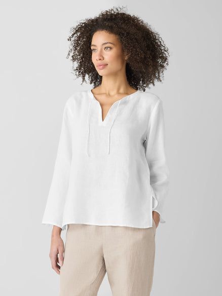 Organic Handkerchief Linen Round Neck Top