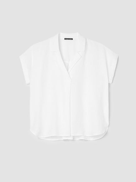 Organic Handkerchief Linen Notch Collar Top