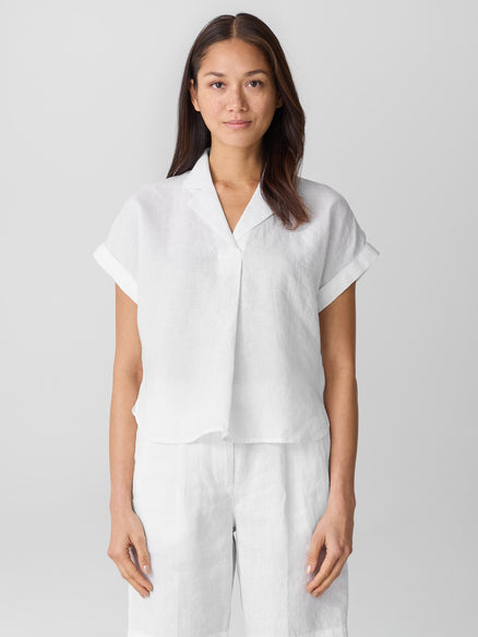 Organic Handkerchief Linen Notch Collar Top