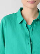 Organic Handkerchief Linen Classic Collar Shirt - Jade