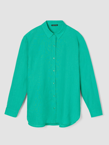 Organic Handkerchief Linen Classic Collar Shirt - Jade