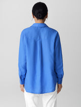 Organic Handkerchief Linen Classic Collar Shirt - Ultramarine