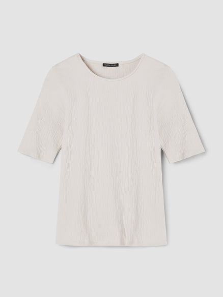 Crinkled Jersey Crew Neck Top