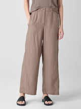 Organic Linen Wide-Leg Trouser Pant- Cocoa