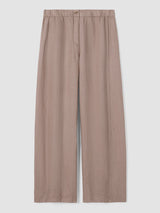 Organic Linen Wide-Leg Trouser Pant- Cocoa